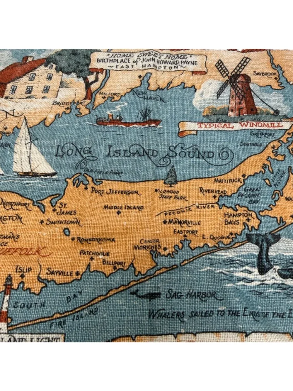 Vintage Tea Towel Map Of Long Island Kay Dee Linen Kay Dee